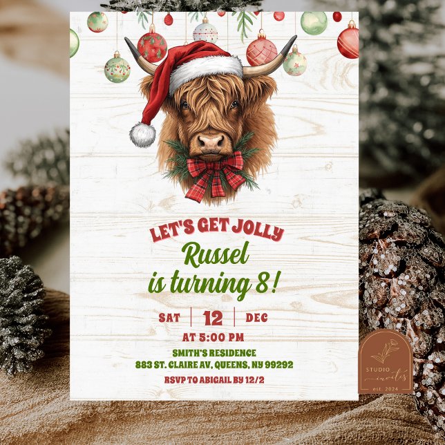 Invitación Highland cow christmas winter birthday invita (Subido por el creador)