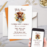 Invitación Highland Cow Sunflowers Floral Kids Birday Fiesta<br><div class="desc">Mezcla los corazones con esta linda y dulce Invitación de fiesta de cumpleaños de Highland Cow Sunflower Floral Kids. Si el encanto escocés y el cacao de un bebé adorable son los deseos de tu corazón, esta invitación es para ti. Personaliza el texto para leer lo que quieras y deja...</div>