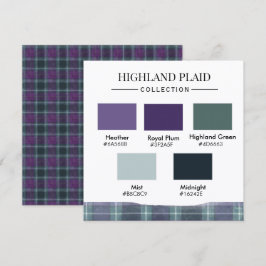 Invitación Highland Plaid Color Palette Card