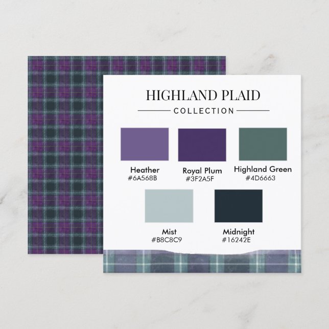 Invitación Highland Plaid Color Palette Card (Anverso / Reverso)