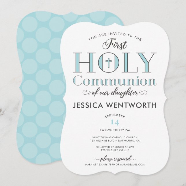 Invitación Hija de la primera comunión tipográfica (Anverso / Reverso)