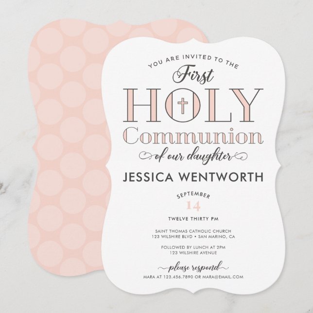 Invitación Hija de la primera comunión tipográfica (Anverso / Reverso)