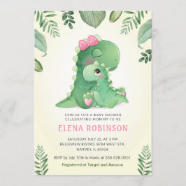 Invitación Hija pequeña mami Chica de dinosaurios Baby Shower