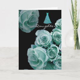 Invitación HIJA - rosas y vestido de las azules turquesas de