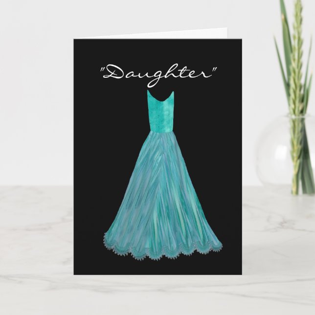 Invitación HIJASTRA - vestido menor de la TURQUESA de la dama (Anverso)
