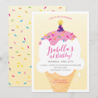 HIJOS CUMPLEAÑOS FIESTA helado retro cono amarillo