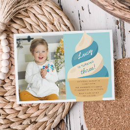 Invitación Hijos de Crema de Hielo de Blueberry Foto de Fiest