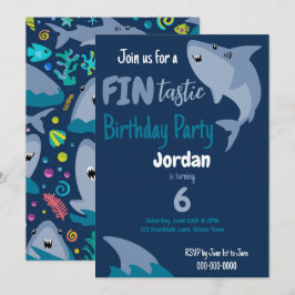 Invitación Hijos De La Fiesta De Cumpleaños Del Tiburón En El