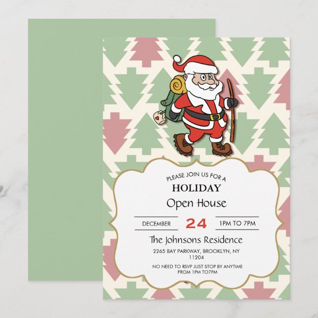 Invitación Hiker de Santa Claus (Anverso / Reverso)