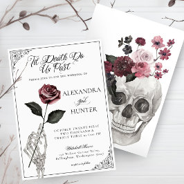Invitación Hil Death Watercolor Skeleton Rosa Boda gótico