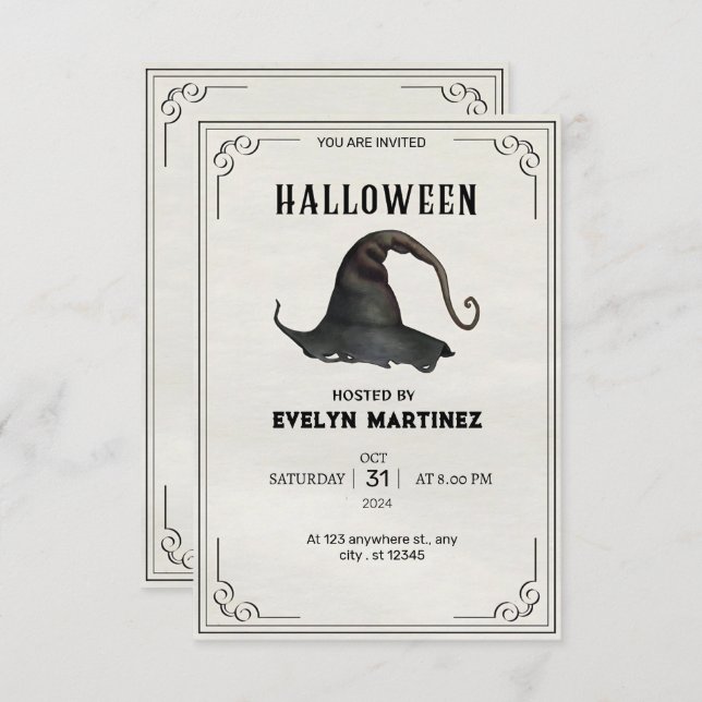 Invitación Hilaridad atorada: Una vieja Soirée de Halloween (Anverso / Reverso)