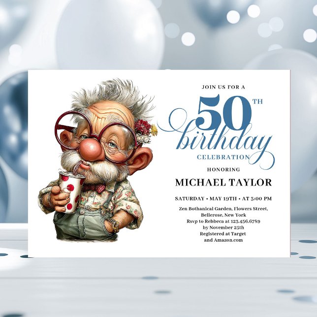 Invitación Hilarious Man Turning 50 Milestone Party Invite (Hilarious Man Turning 50 Milestone Party Invite)