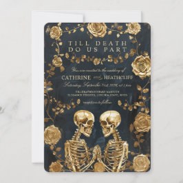 Invitación HILL DEATH - Boda de esqueletos de ORO y Rosas