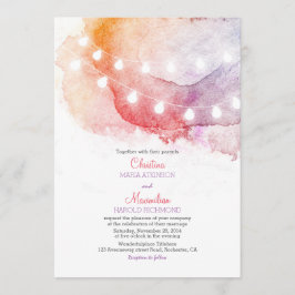 Invitación hilo de cadena de color de agua luces de boda eleg