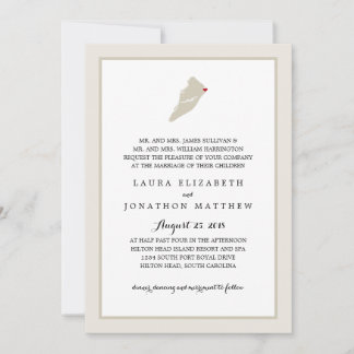Invitación Hilton Head Island Map con corazón | BODA