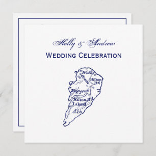 Invitación Hilton Head Island SC Vintage Map Navy Blue