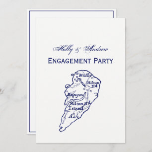 Invitación Hilton Head Island SC Vintage Map Navy Blue