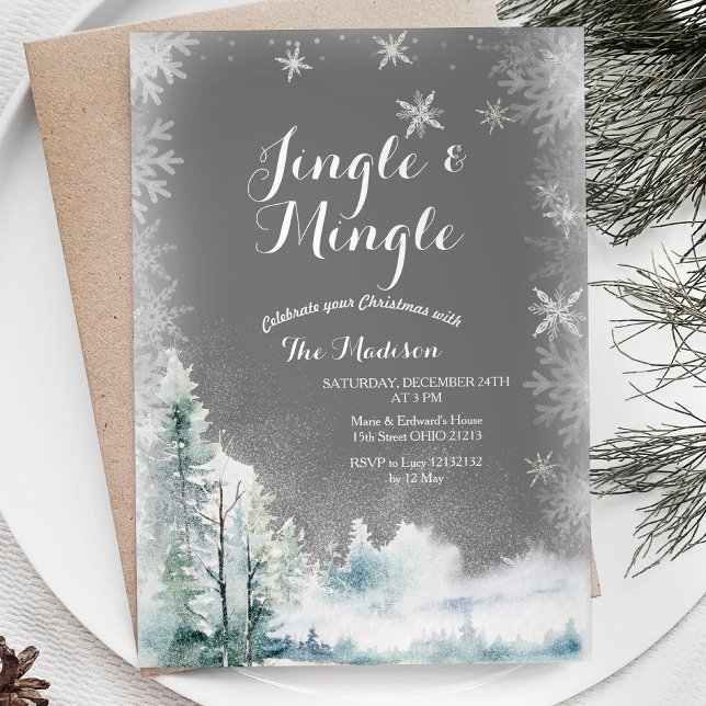 Invitación Hinchada de nieve blanca de invierno jingle y ming (Subido por el creador)