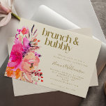 Invitación Hinchera floral dorada rosa ducha Brunch<br><div class="desc">Brunch y Bubbly Moderno color rosa y oro Floral Simple Ducha de novia Invitación</div>