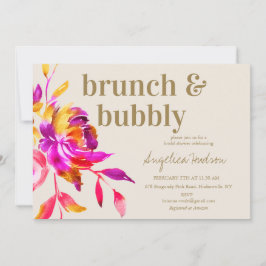 Invitación Hinchera floral dorada rosa ducha Brunch