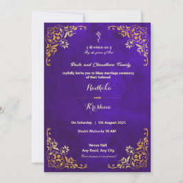 Invitación hindú azul real del boda indio
