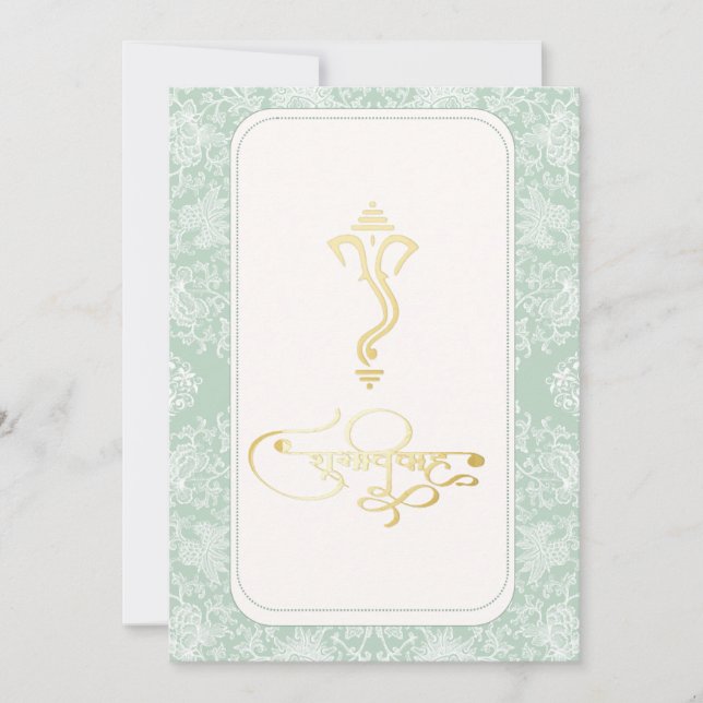 invitación hindú de boda india Ganesha (Anverso)