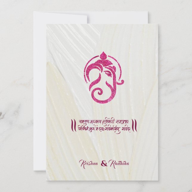 Invitación hindú de Ganesha para boda india (Anverso)