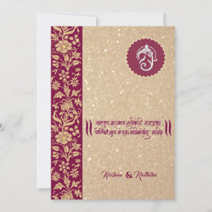 Invitación hindú de Ganesha para boda india