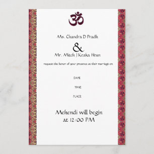 Invitación hindú de la boda de OM