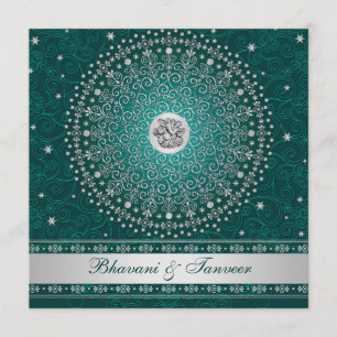 Invitación Hindu Ganesh Verde azulado, invitado de boda de lo