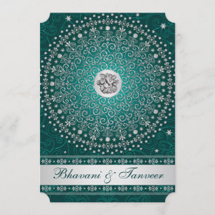 Invitación Hindu Ganesh Verde azulado, invitado de matrimonio