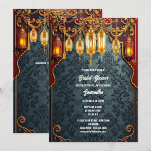 Invitación Hindu Hindi tradicional farolillos indios florales