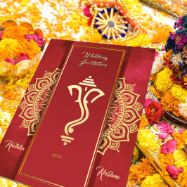 Invitación hindú india a la boda de Ganesha
