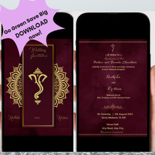 invitación hindú india de boda Ganesha