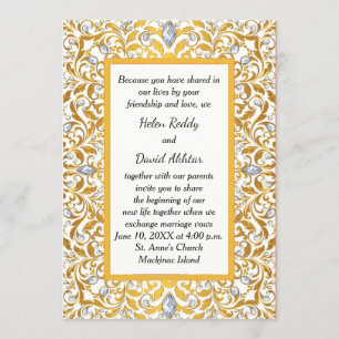 Invitación hindú india de la boda del oro