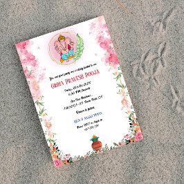 Invitación Hindú indio calentando la casa Griha Pravesh Flora