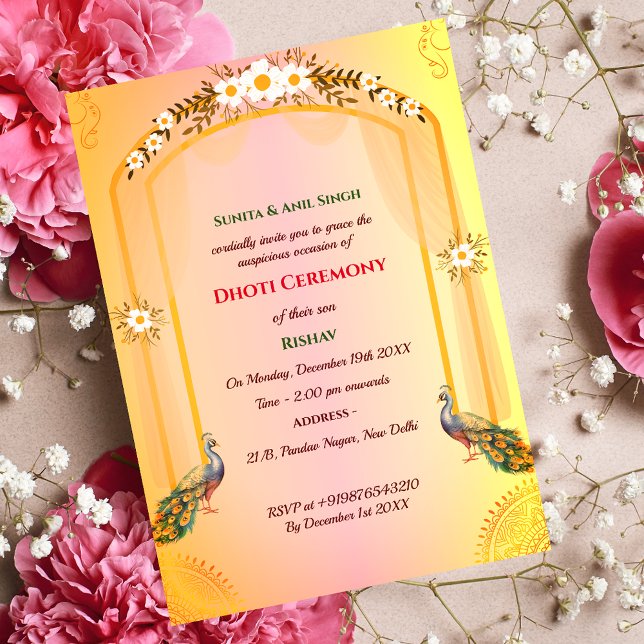 Invitación Hindú indio Dhoti Ceremonia Pancha Kattu (Subido por el creador)