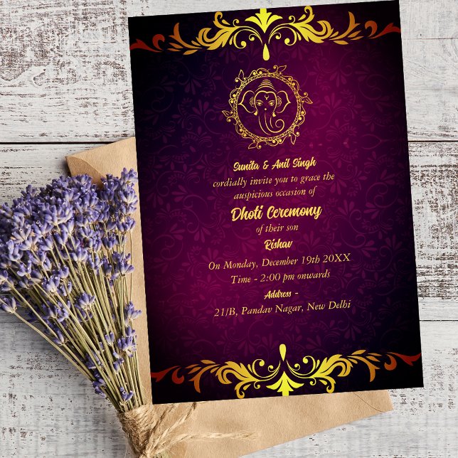 Invitación Hindú indio: Dhoti Ceremony Pancha Kattu Invitado (Subido por el creador)