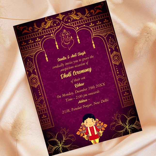 Invitación Hindú indio: Dhoti Ceremony Pancha Kattu Invitado (Subido por el creador)