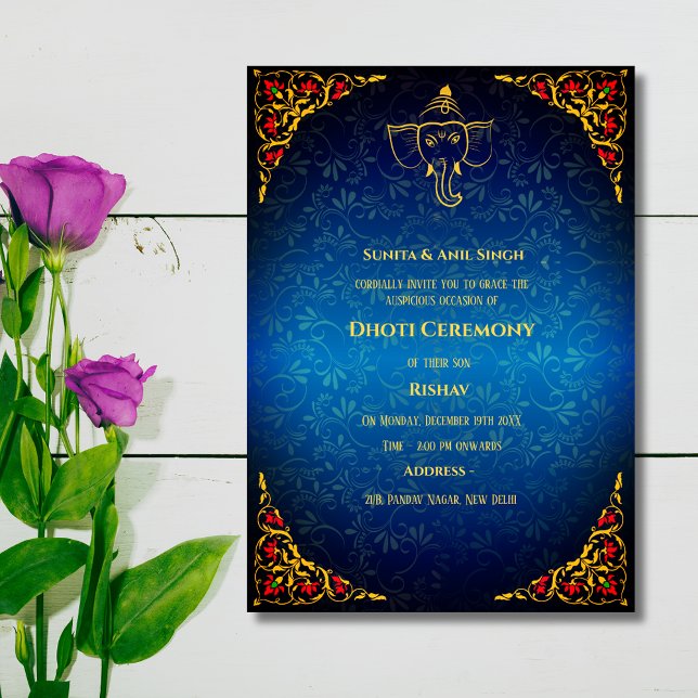 Invitación Hindú indio: Dhoti Ceremony Pancha Kattu Invitado (Subido por el creador)