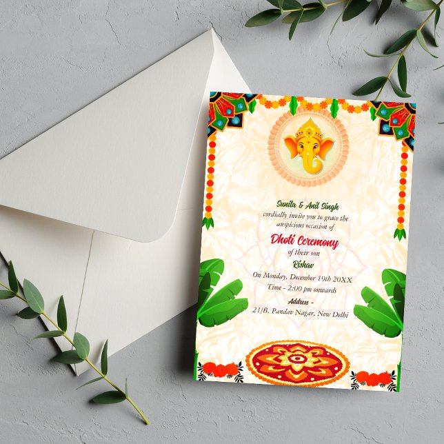 Invitación Hindú indio: Dhoti Ceremony Pancha Kattu Invitado (Subido por el creador)