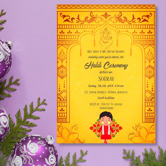 Invitación Hindú indio Groom Haldi Ceremony Royal (Subido por el creador)