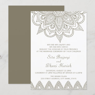 Invitación Hindú Mehndi Hindu Elegant Elegante Boda Verde