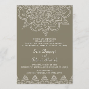 Invitación Hindú Mehndi Hindu Elegant Elegante Boda Verde