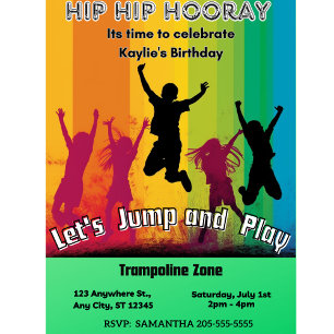 Invitación ¡Hip Hip Hooray! Vamos a rebotar: Parque Trampolin
