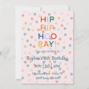 Invitación Hip Hooray Boy Chica Fiesta de Cumpleaños Arcoiris