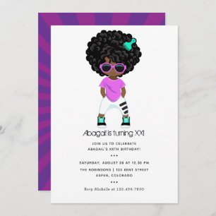 Invitación Hip Hop Chica temática Cumpleaños