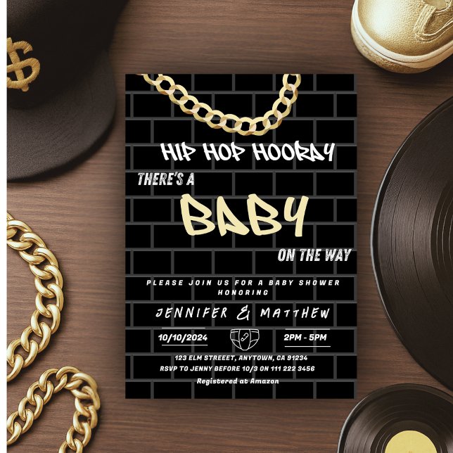 Invitación Hip Hop Diaper Fiesta Dad Coed Urban Baby Shower (Hip Hop Diaper Party Dad Coed Urban Baby Shower Invitation)