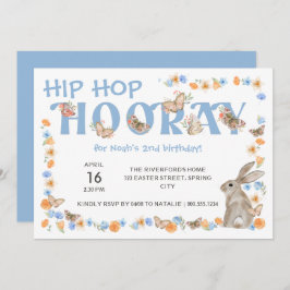 Invitación Hip Hop Hooray Bunny y cumpleaños de Butterfly Boy