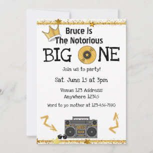 Invitación Hip Hop Notorious Big UNO 1er Cumpleaños
